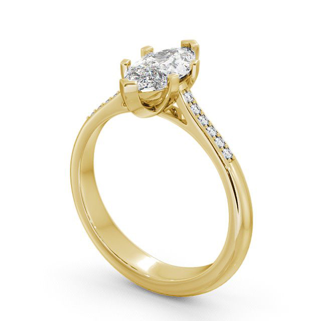Marquise Diamond Engagement Ring 9K Yellow Gold Solitaire With Side Stones - Ansley ENMA5S_YG_SIDE