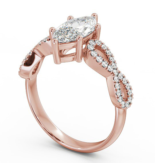 Marquise Diamond Engagement Ring 9K Rose Gold Solitaire With Side Stones - Louisa ENMA6_RG_THUMB1