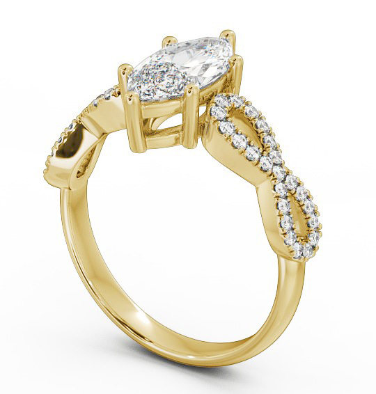 Marquise Diamond Engagement Ring 18K Yellow Gold Solitaire With Side Stones - Louisa ENMA6_YG_THUMB1