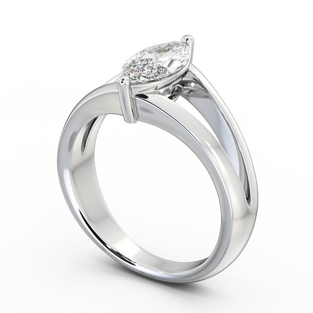 Marquise Diamond Engagement Ring 9K White Gold Solitaire - Rosario ENMA8_WG_SIDE