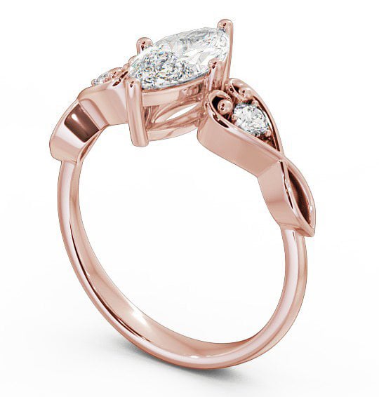 Marquise Diamond Engagement Ring 9K Rose Gold Solitaire With Side Stones - Colette ENMA9S_RG_THUMB1