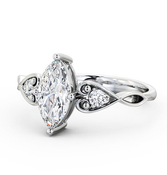  Marquise Diamond Engagement Ring 9K White Gold Solitaire With Side Stones - Colette ENMA9S_WG_THUMB2 