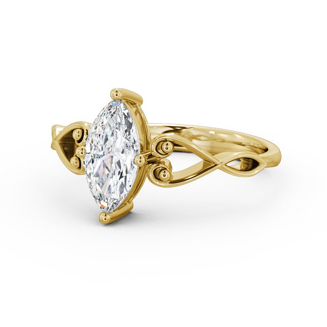 Marquise Diamond Engagement Ring 9K Yellow Gold Solitaire - Ferah ENMA9_YG_FLAT