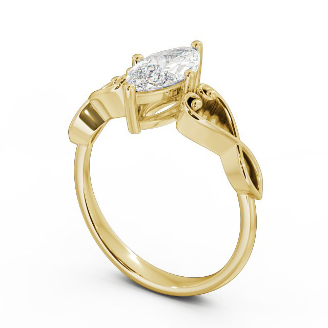 Marquise Diamond Engagement Ring 9K Yellow Gold Solitaire - Ferah ENMA9_YG_SIDE