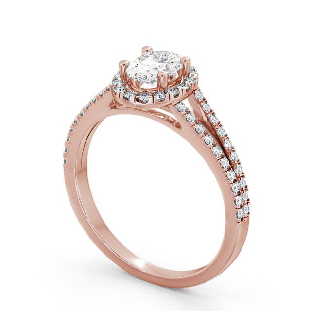Halo Oval Diamond Engagement Ring 18K Rose Gold - Georgia ENOV10_RG_SIDE