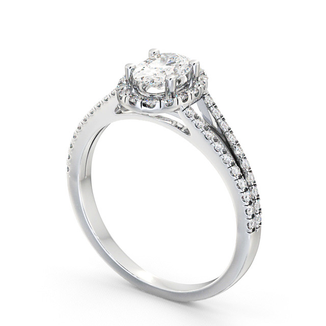 Halo Oval Diamond Engagement Ring 9K White Gold - Georgia ENOV10_WG_SIDE