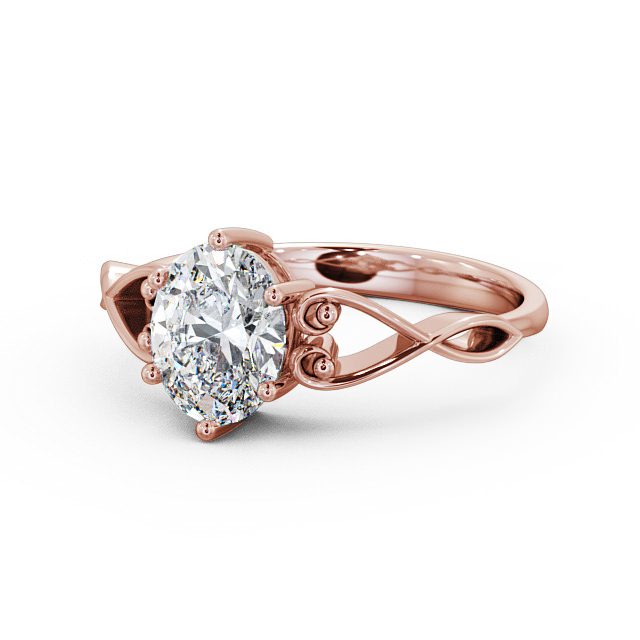 Oval Diamond Engagement Ring 18K Rose Gold Solitaire - Diana ENOV11_RG_FLAT