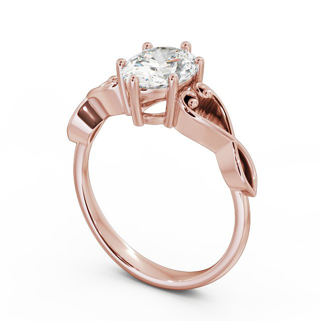 Oval Diamond Engagement Ring 18K Rose Gold Solitaire - Diana ENOV11_RG_SIDE