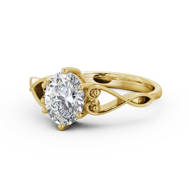 Oval Diamond Engagement Ring 18K Yellow Gold Solitaire - Diana ENOV11_YG_FLAT