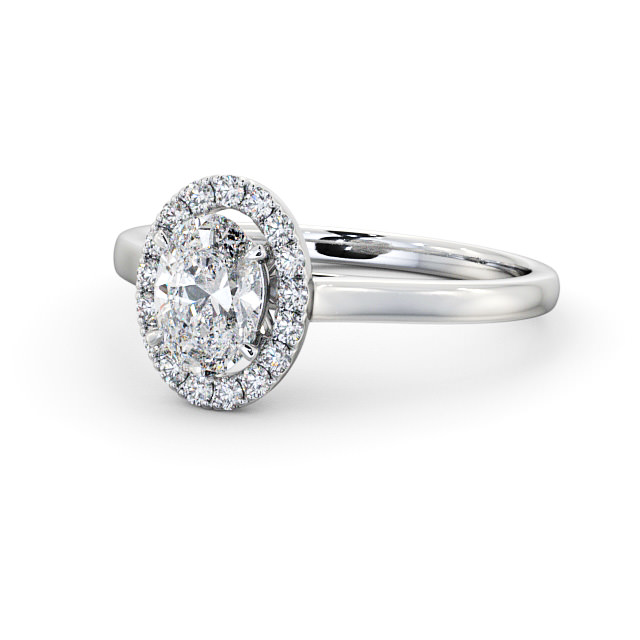 Halo Oval Diamond Engagement Ring 18K White Gold - Chiara ENOV12_WG_FLAT