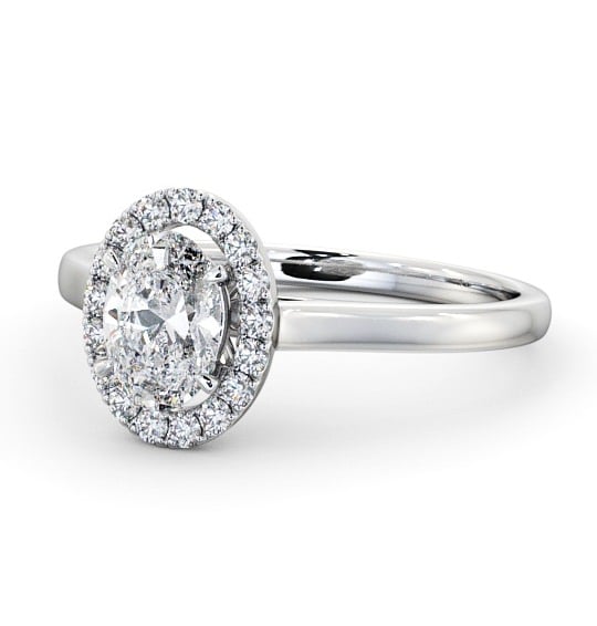  Halo Oval Diamond Engagement Ring 9K White Gold - Chiara ENOV12_WG_THUMB2 