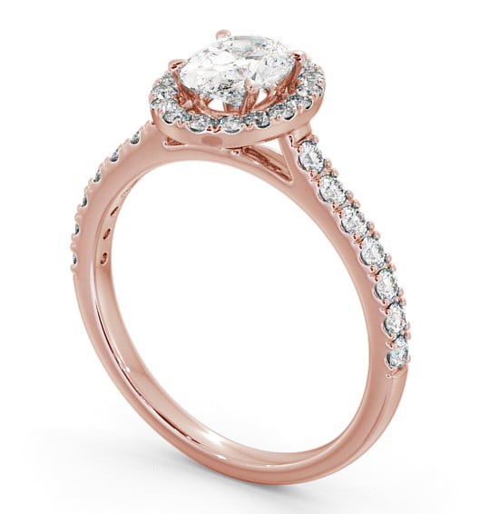  Halo Oval Diamond Engagement Ring 18K Rose Gold - Aline ENOV13_RG_THUMB1 