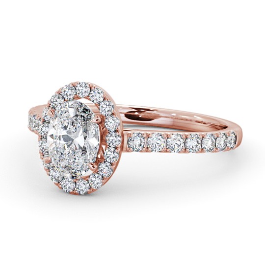  Halo Oval Diamond Engagement Ring 18K Rose Gold - Aline ENOV13_RG_THUMB2 