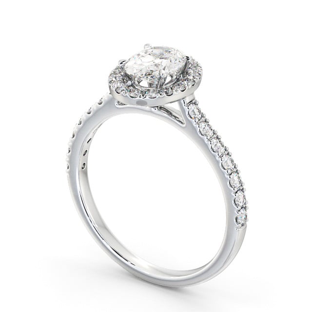 Halo Oval Diamond Engagement Ring 18K White Gold - Aline ENOV13_WG_SIDE