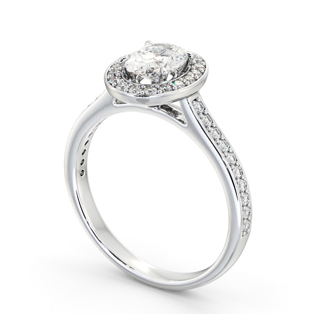 Halo Oval Diamond Engagement Ring 18K White Gold - Codrina ENOV14_WG_SIDE