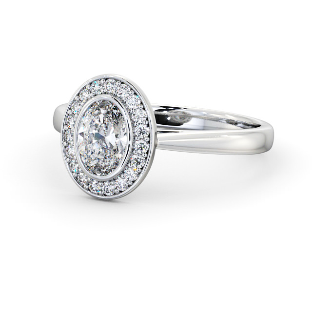 Halo Oval Diamond Engagement Ring Palladium - Florinda ENOV16_WG_FLAT