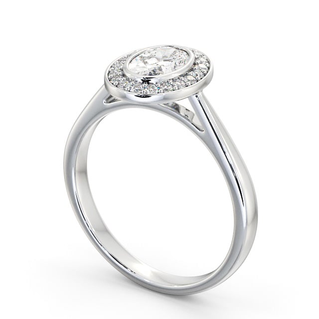 Halo Oval Diamond Engagement Ring 18K White Gold - Florinda ENOV16_WG_SIDE