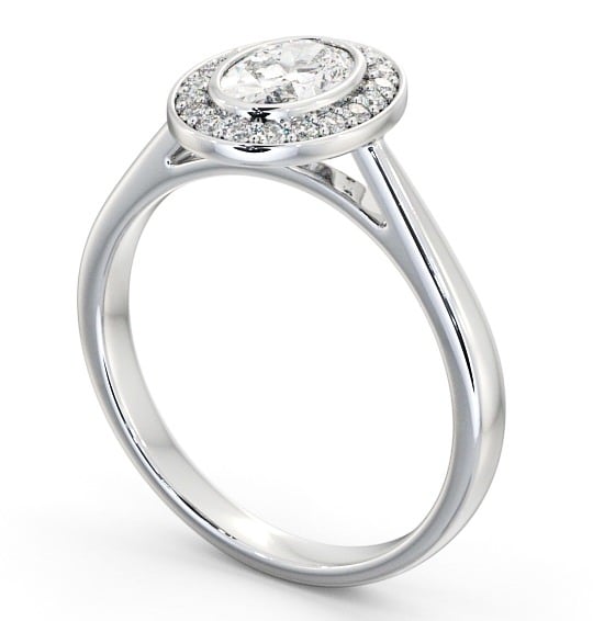 Halo Oval Diamond Engagement Ring 18K White Gold - Florinda ENOV16_WG_THUMB1
