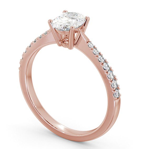 Oval Diamond Engagement Ring 18K Rose Gold Solitaire With Side Stones - Nadia ENOV17S_RG_THUMB1
