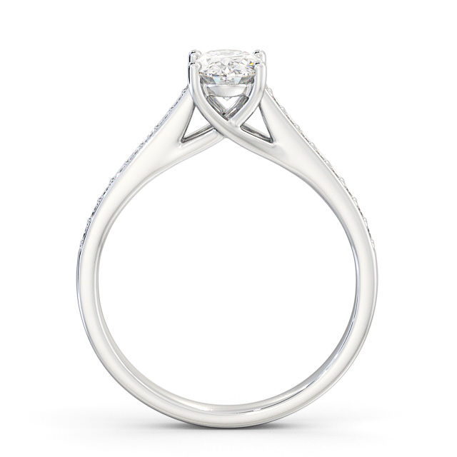 Oval Diamond Engagement Ring Palladium Solitaire With Side Stones - Leven ENOV18S_WG_UP