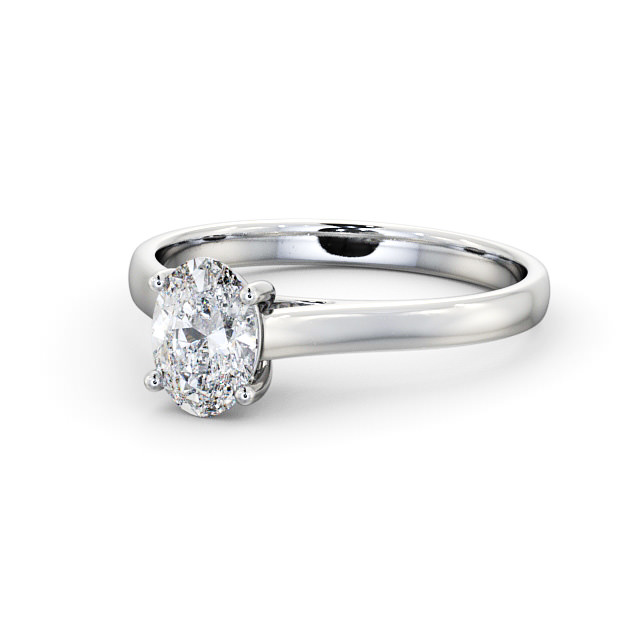 Oval Diamond Engagement Ring Palladium Solitaire - Verona ENOV19_WG_FLAT