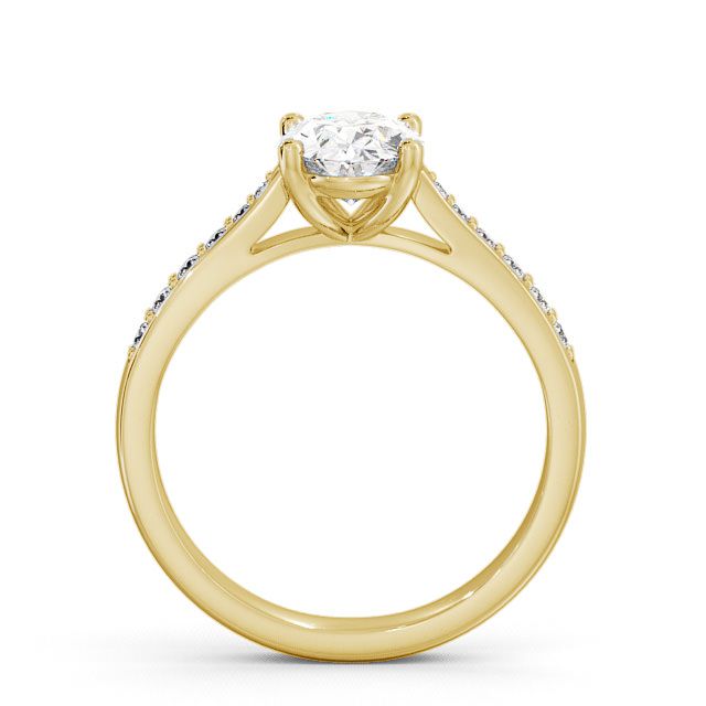 Oval Diamond Engagement Ring 18K Yellow Gold Solitaire With Side Stones - Albro ENOV1S_YG_UP