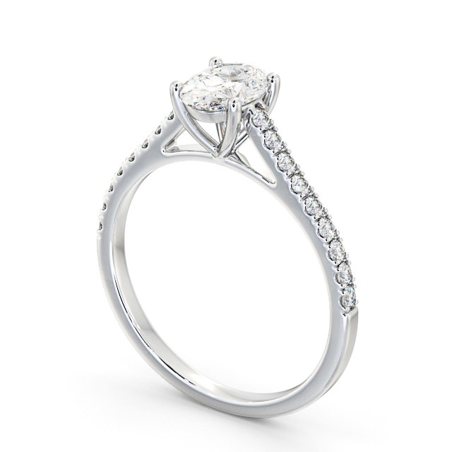 Oval Diamond Engagement Ring 18K White Gold Solitaire With Side Stones - Svena ENOV20_WG_SIDE