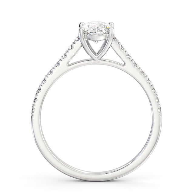 Oval Diamond Engagement Ring 18K White Gold Solitaire With Side Stones - Svena ENOV20_WG_UP