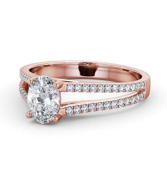  Oval Diamond Engagement Ring 18K Rose Gold Solitaire With Side Stones - Janette ENOV21S_RG_THUMB2 