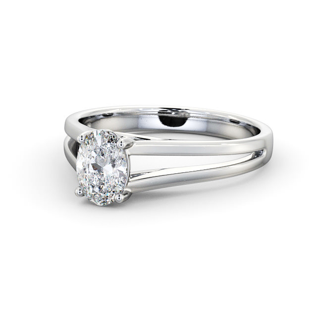 Oval Diamond Engagement Ring 18K White Gold Solitaire - Rimini ENOV21_WG_FLAT
