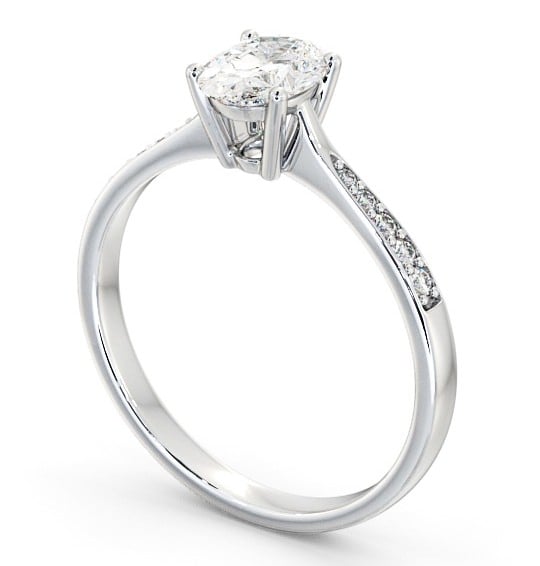 Oval Diamond Engagement Ring Platinum Solitaire With Side Stones - Stella ENOV22S_WG_THUMB1