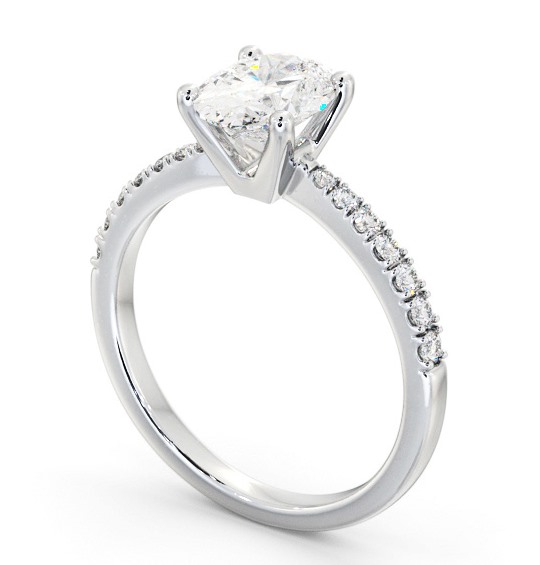 Oval Diamond Engagement Ring 18K White Gold Solitaire With Side Stones - Yislene ENOV24S_WG_THUMB1