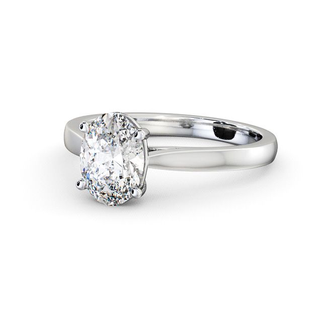 Oval Diamond Engagement Ring 9K White Gold Solitaire - Aveley ENOV2_WG_FLAT