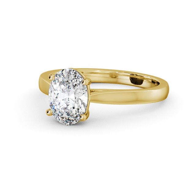 Oval Diamond Engagement Ring 9K Yellow Gold Solitaire - Aveley ENOV2_YG_FLAT