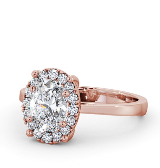  Halo Oval Diamond Engagement Ring 18K Rose Gold - Cladine ENOV33_RG_THUMB2 