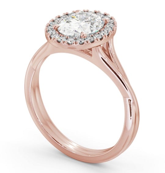 Halo Oval Diamond Engagement Ring 18K Rose Gold - Haclait ENOV34_RG_THUMB1
