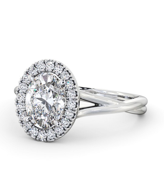  Halo Oval Diamond Engagement Ring 18K White Gold - Haclait ENOV34_WG_THUMB2 