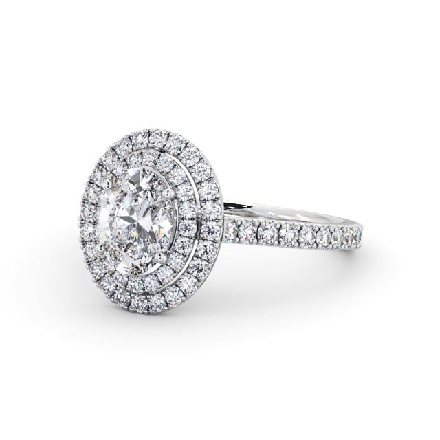Halo Oval Diamond Engagement Ring Palladium - Anastasia ENOV35_WG_FLAT