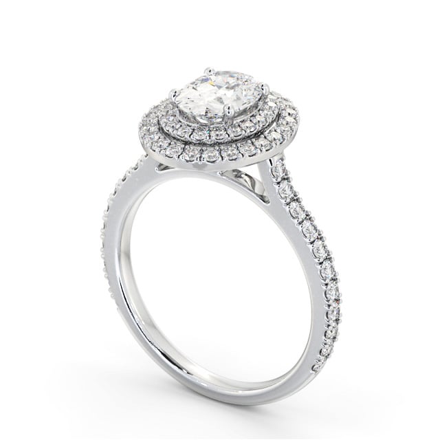 Halo Oval Diamond Engagement Ring Palladium - Anastasia ENOV35_WG_SIDE