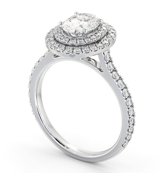  Halo Oval Diamond Engagement Ring 9K White Gold - Anastasia ENOV35_WG_THUMB1 