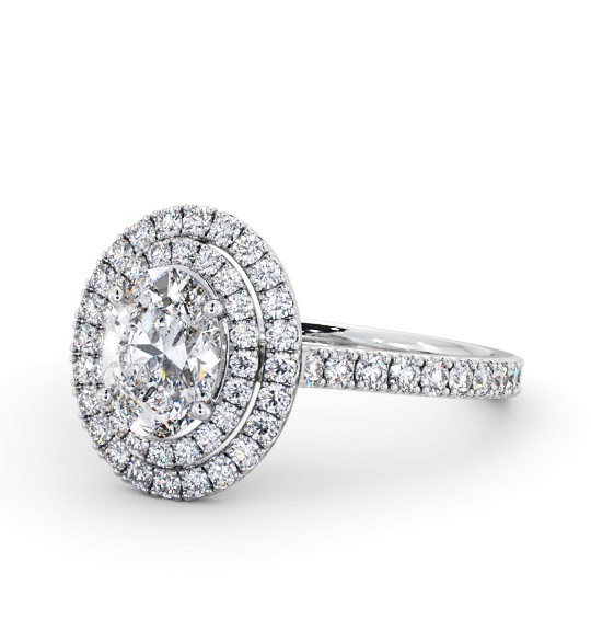  Halo Oval Diamond Engagement Ring 9K White Gold - Anastasia ENOV35_WG_THUMB2 