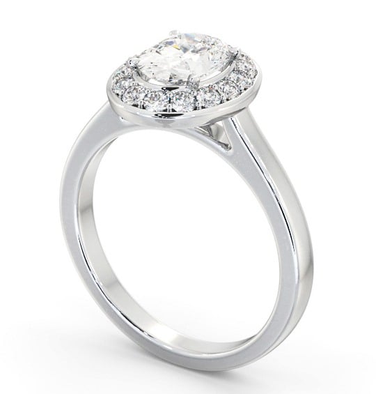  Halo Oval Diamond Engagement Ring 18K White Gold - Earnley ENOV36_WG_THUMB1 