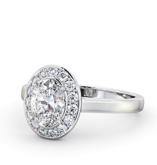  Halo Oval Diamond Engagement Ring 18K White Gold - Earnley ENOV36_WG_THUMB2 