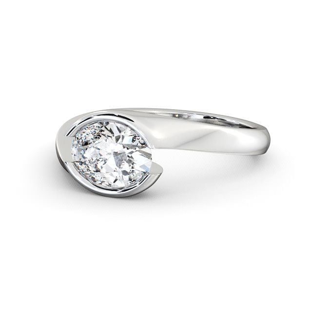 Oval Diamond Engagement Ring Palladium Solitaire - Serlby ENOV3_WG_FLAT