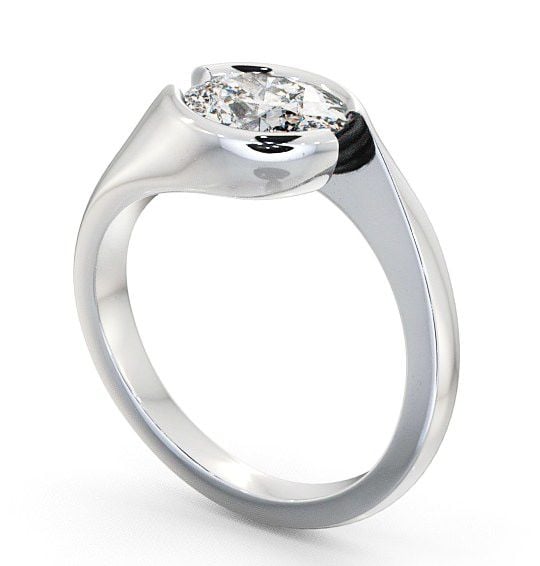 Oval Diamond Engagement Ring 9K White Gold Solitaire - Serlby ENOV3_WG_THUMB1