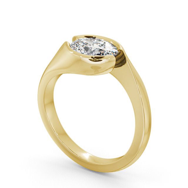 Oval Diamond Engagement Ring 9K Yellow Gold Solitaire - Serlby ENOV3_YG_SIDE