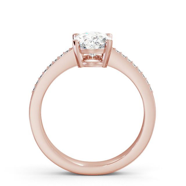 Oval Diamond Engagement Ring 9K Rose Gold Solitaire With Side Stones - Euston ENOV4S_RG_UP