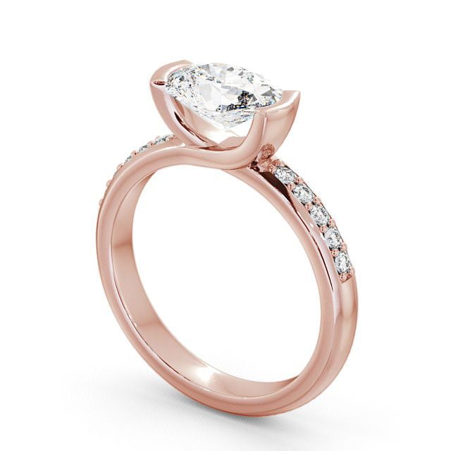 Oval Diamond Engagement Ring 18K Rose Gold Solitaire With Side Stones - Trevia ENOV5S_RG_SIDE