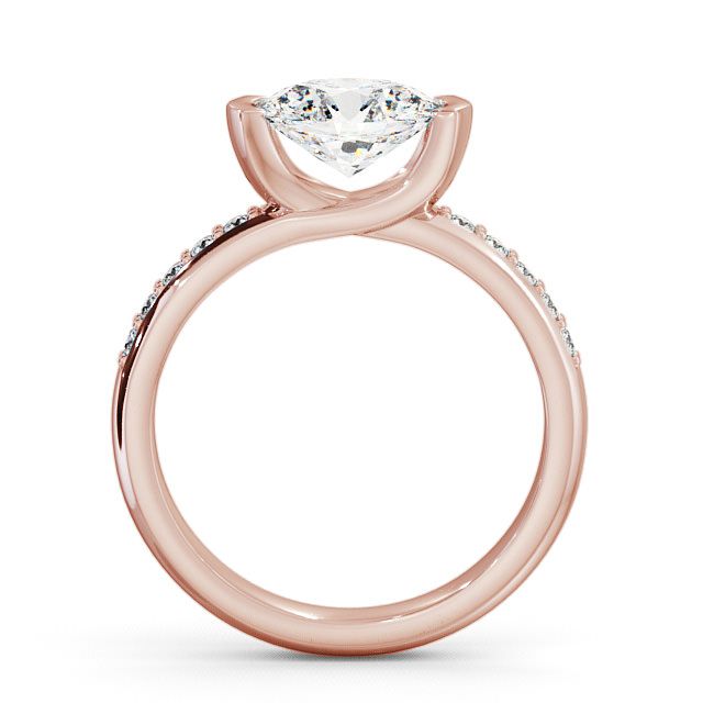 Oval Diamond Engagement Ring 18K Rose Gold Solitaire With Side Stones - Trevia ENOV5S_RG_UP