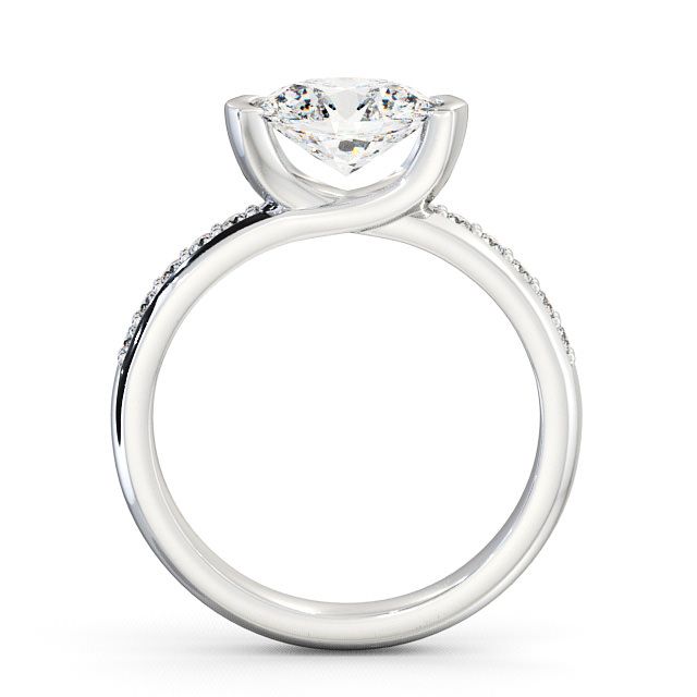 Oval Diamond Engagement Ring 9K White Gold Solitaire With Side Stones - Trevia ENOV5S_WG_UP